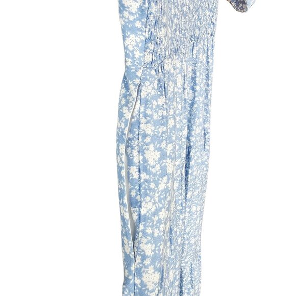 Chelsea28 Blue Floral Tiered‎ Puff Sleeve Maxi Dress Small NWT - Picture 9 of 13